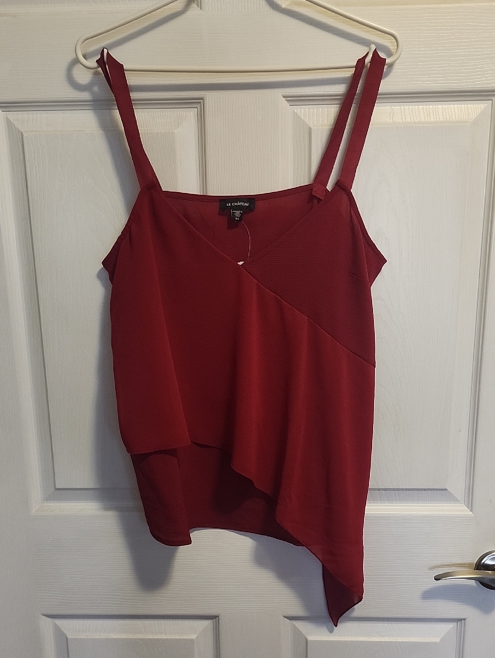 le chateau Burgundy Asymmetric Spaghetti-Strap Cami